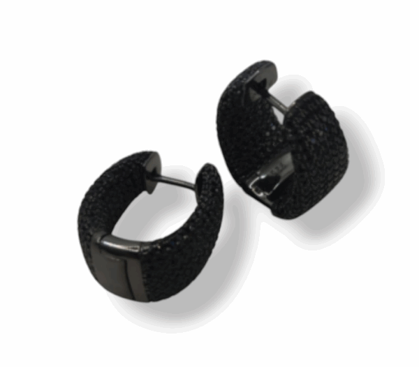 Pendientes plata negra y circonita