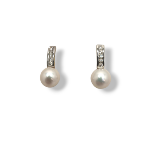 Pendiente tu y yo oro blanco y brillantes