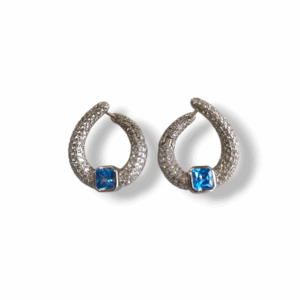 Pendientes plata, circonitas y piedra natural