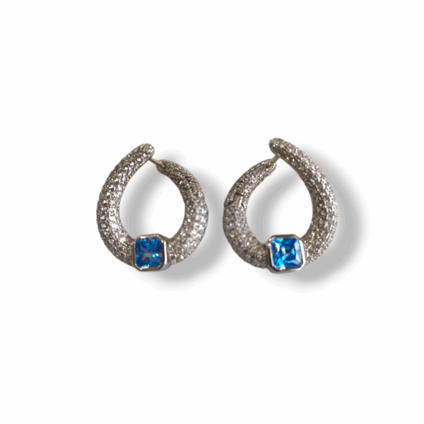 Pendientes plata, circonitas y piedra natural