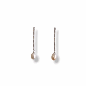 Pendientes plata, circonitas y perla