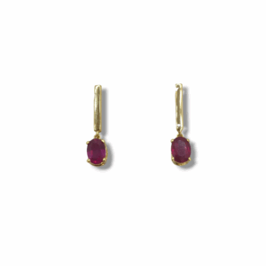 Pendientes oro amarillo y rubíes