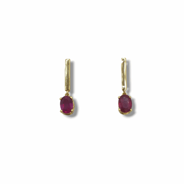 Pendientes oro amarillo y rubíes