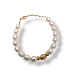 Pulsera plata y perlas