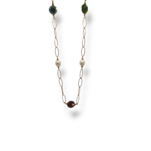 Collar plata, perlas y piedras naturales