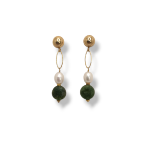 Pendientes plata, perla y piedras naturales