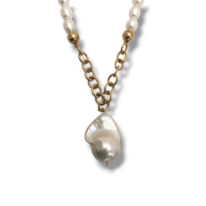 Collar plata y perla