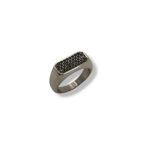 Anillo acero y circonitas