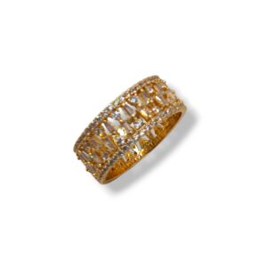 Anillo metal rodiado y circonitas