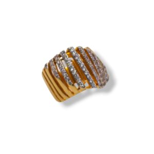 Anillo metal rodiado y circonitas